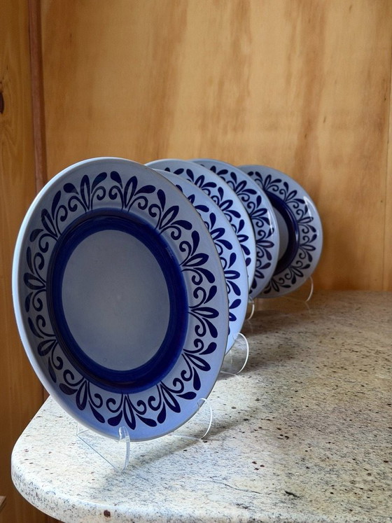 Set Of 5 Royal Sphinx Maastricht Porcelain Plates - Handpainted Blue White Floral Delfts Style - Made In (photo 4 of 11)