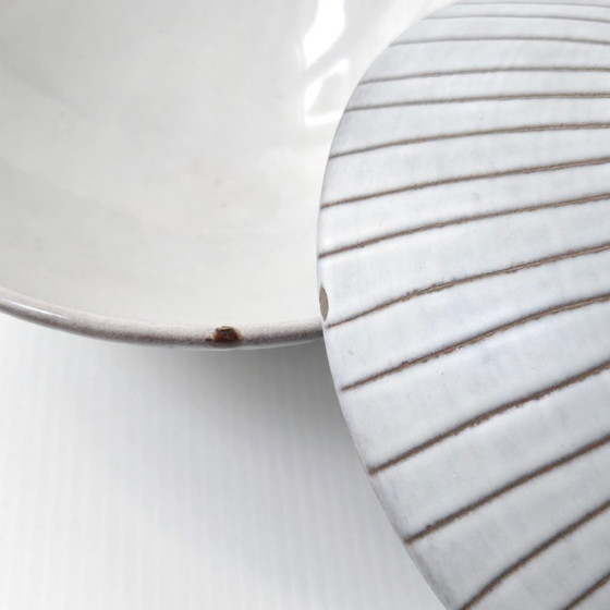 Image 1 of SET VAN 4 VINTAGE KERAMISCHE KOMMEN UIT 1950 VAN JACQUES INNOCENTI RIVIER, ROCKABILLY UIT DE JAREN 50