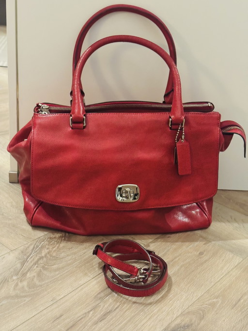 Rode coach-tas – overige tassen, Calfskin, Leather