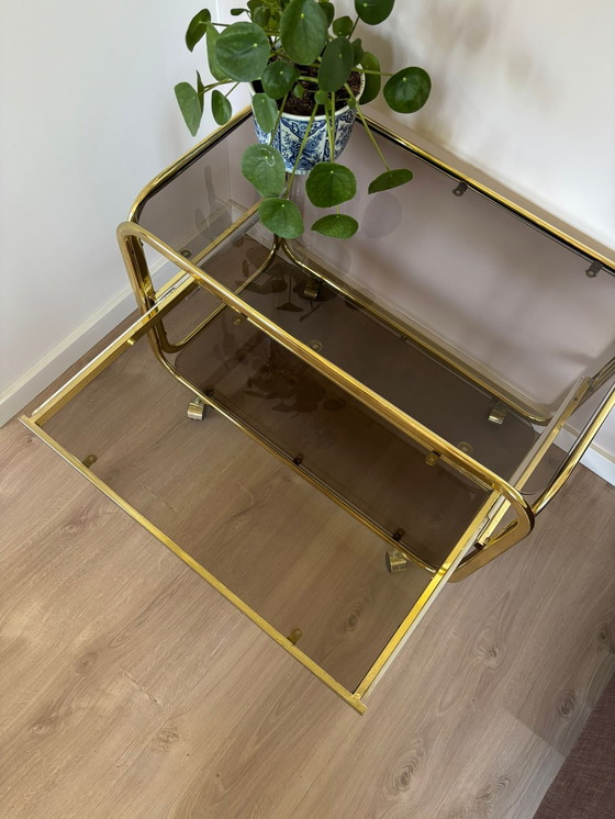 Image 1 of Chariot de bar vintage / Chariot de service dans le style Hollywood Regency