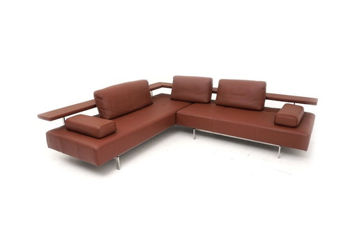 Canapé d'angle Rolf Benz Dono en cuir marron cognac avec canapé-lit gigogne