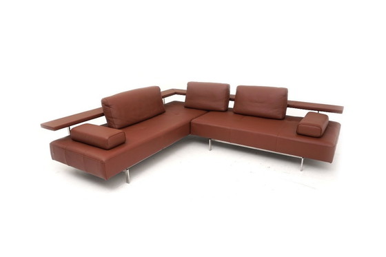 Image 1 of Canapé d'angle Rolf Benz Dono en cuir marron cognac avec canapé-lit gigogne