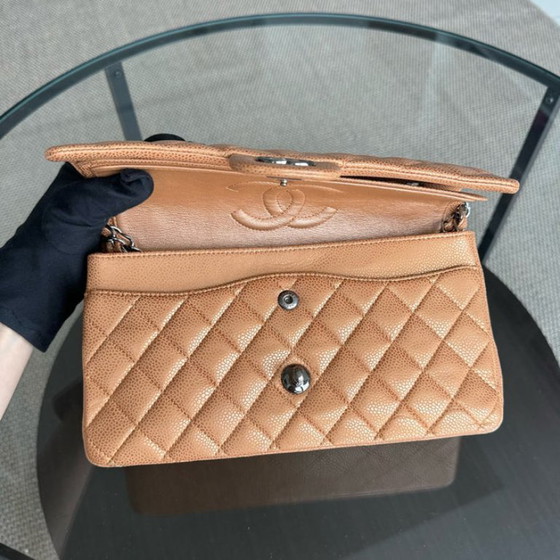 Image 1 of Chanel Classic Flap Medium - 25cm Quilted Caviar Gold Silver Hardware Series 14
