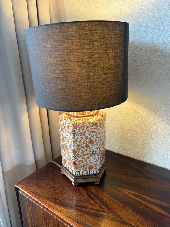 Antiek Vintage Chinese gemberpot lamp – Tafellampen, Ceramic, Textile (photo 7 of 8)
