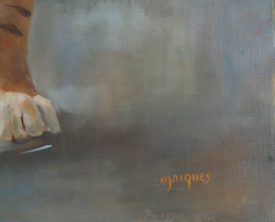 Image 1 of Tiger läuft auf den Betrachter zu Öl auf Leinwand