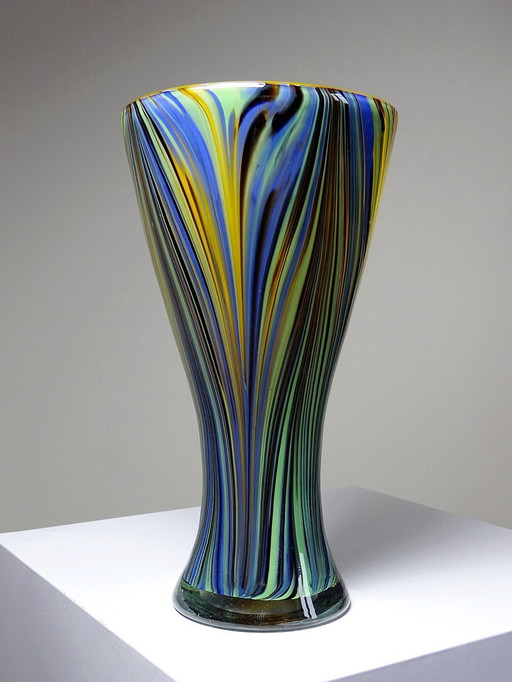 Vase Missoni Murano "Peacock Feather" Multicolore Années 70-80