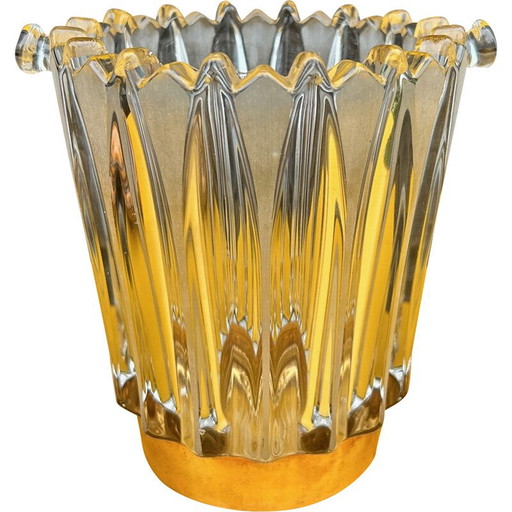 Vase vintage en verre moulé, 1950
