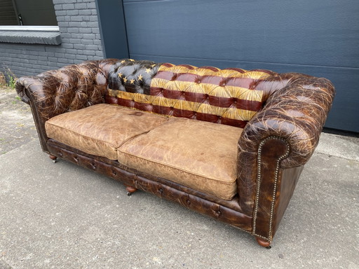 Rugged Chesterfield sofa cigars cognac – banken, Leather, Wood (photo 2 of 5)