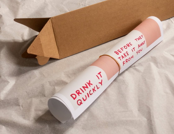 Image 1 of Vino. Bevilo velocemente prima che te lo portino via - D. Shrigley - Poster 50 × 70 cm