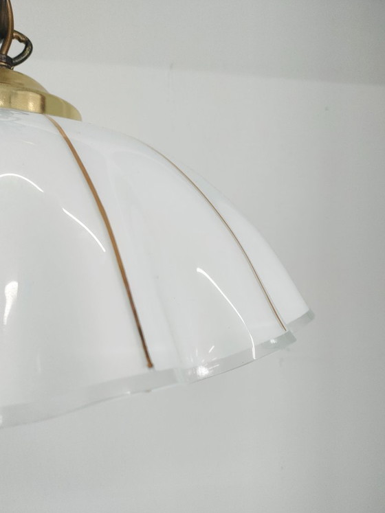 Image 1 of Vintage 'Hollywood Regency/Fazzoletto Style' glass pendant lamp