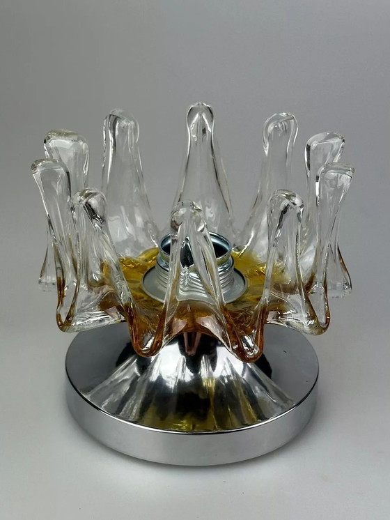 Image 1 of Lámpara de pared de los años 60 y 70, aplique de pared de metal y cristal de Murano, diseño de la era espacial