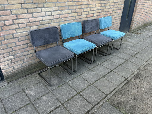 4x Rib Fabric Chairs With Chrome Tube Frame