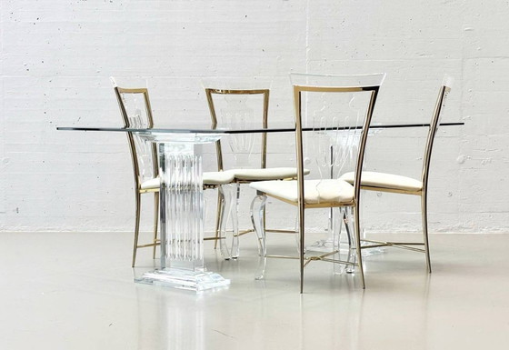 Image 1 of Rare ensemble: table by FABIANART and 6 chairs by Vereinigte Werkstätten, 1980s