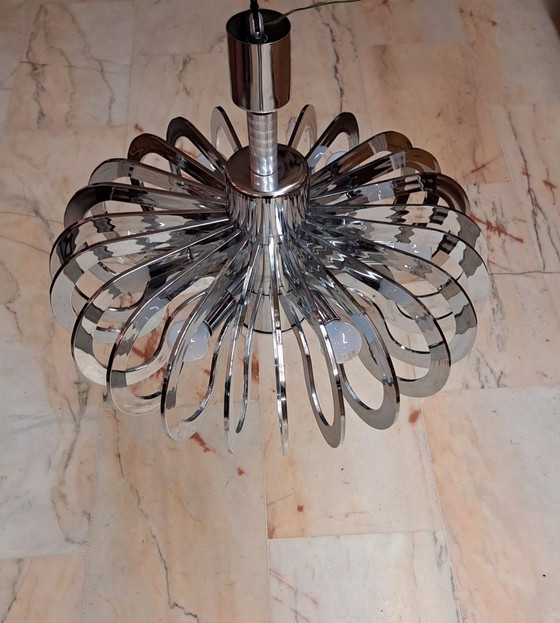 Pop Art / Space Age Lampe 60er Jahre, Deckenleuchten, Metall, Kunststoff, Silber (Foto 6 von 9)