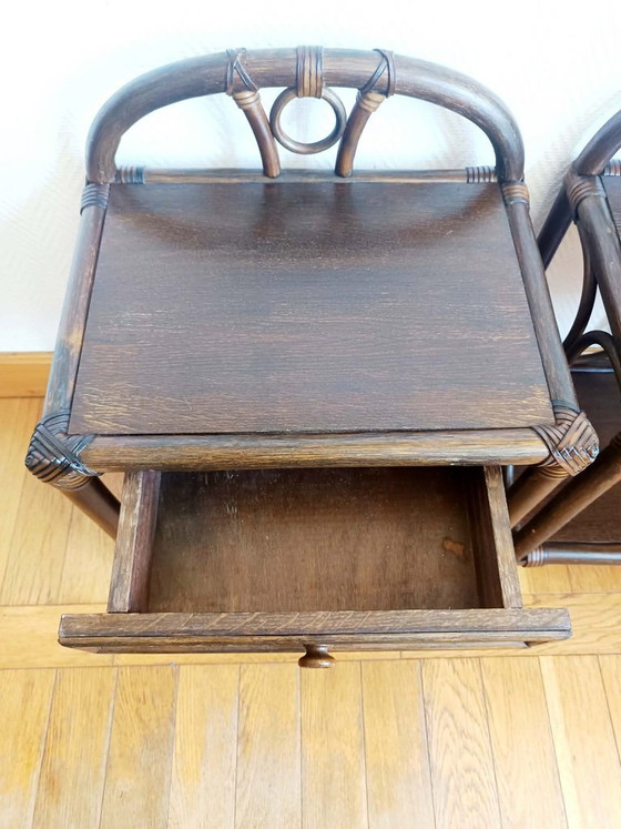 Image 1 of 2 comodini vintage in rattan degli anni '60