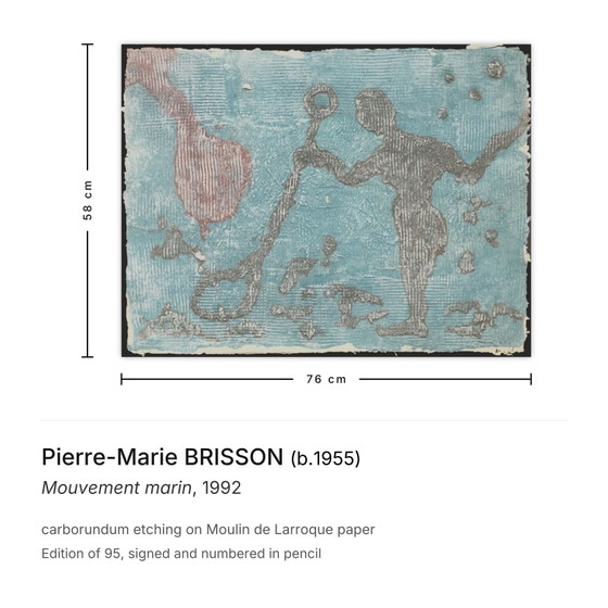 Pierre-Marie Brisson signierte Carborundum Etching Mouvement Marin 1992 – Lithographien & Drucke, Paper (photo 3 of 5)