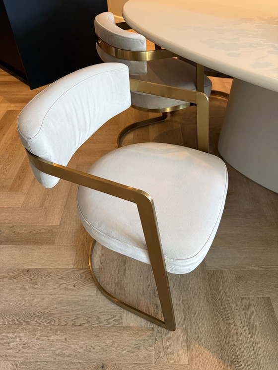 Image 1 of 8x Richmond Beige Velvet Dining Chairs