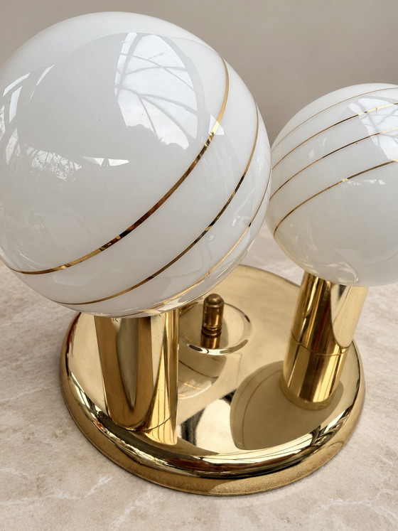 Vintage Massive Plafondlamp / Tafellamp – Hollywood Regency – Wandlampen, Aluminium (photo 3 of 6)