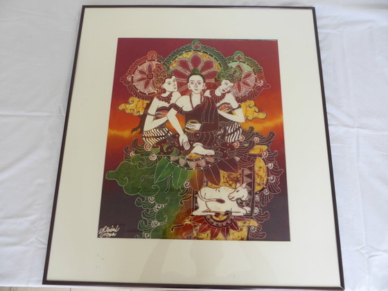 Image 1 of Hindu figure Batik on silk