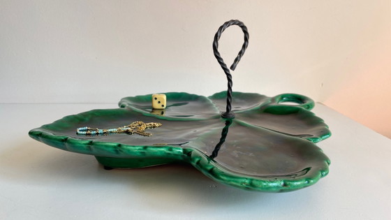 Image 1 of Piatto Barbotine in ceramica smaltata vintage