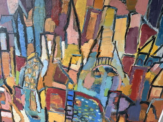 Image 1 of Modern Groot Olieverf Schilderij door Hendrik Nijs 1996