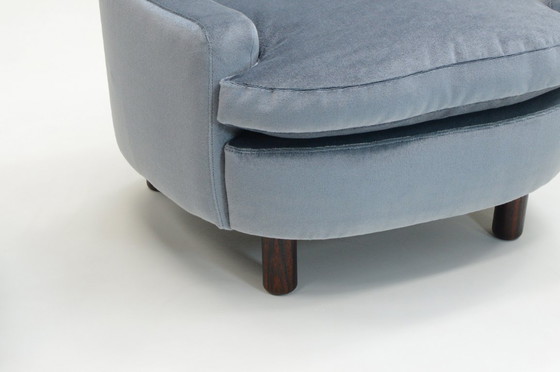 Image 1 of Set of 2 ice blue Mohair lounge chairs, 1950s Italy.