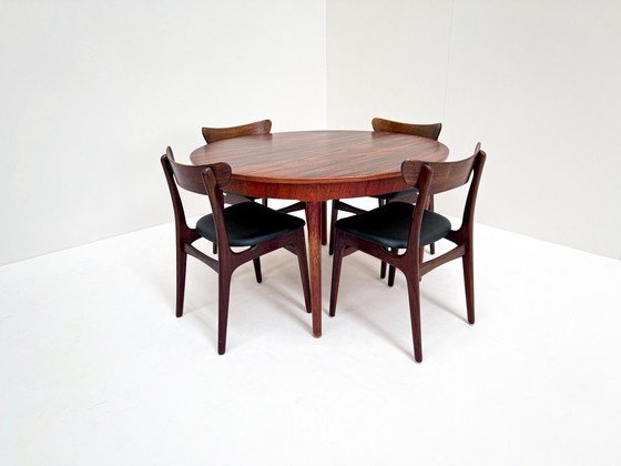 Image 1 of Set da pranzo moderno di metà secolo in palissandro: Sedie Schionning & Elgaard