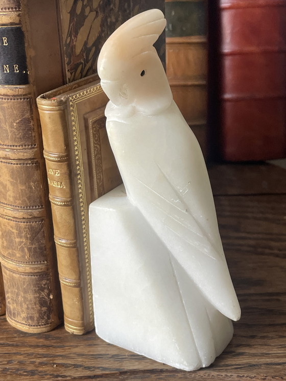 Image 1 of Vintage Italiaanse albasten boekensteunen in de vorm van vogels