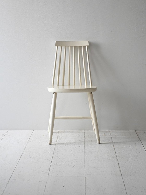 Image 1 of Set van 6 witte Pinstolar stoelen
