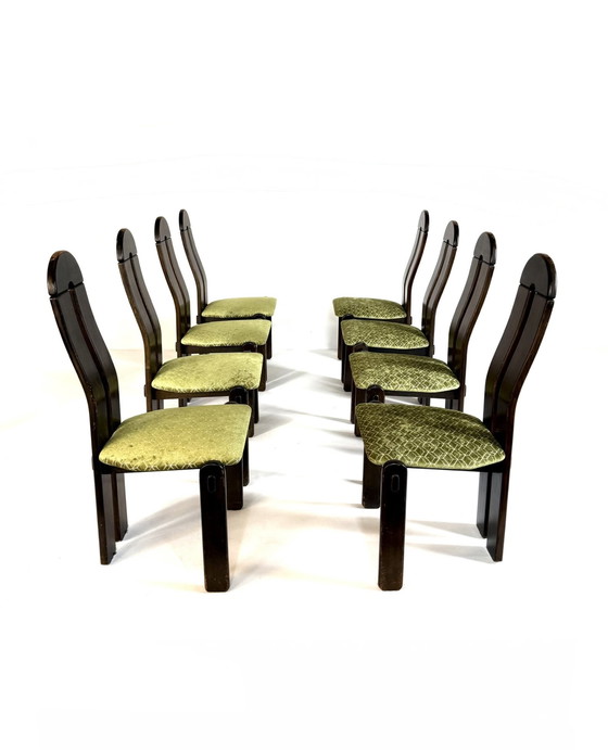 Image 1 of Set di 8 sedie da pranzo brutaliste anni '80