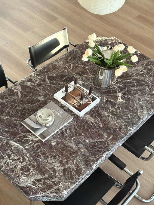 Tavolo da pranzo vintage in marmo Levanto Rosso