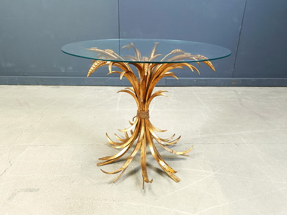 Image 1 of Vintage gilt metal sheaf of wheat coco chanel coffee table, 1960s