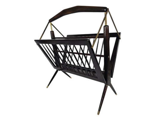 Image 1 of Cesare Lacca - Design italiano - Porta riviste - legno laccato - ottone - anni '50