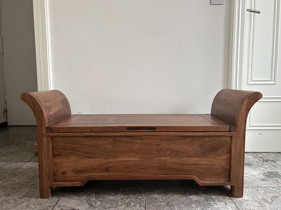 Image 1 of Storage bench made of solid sheesham wood (2-seater)
