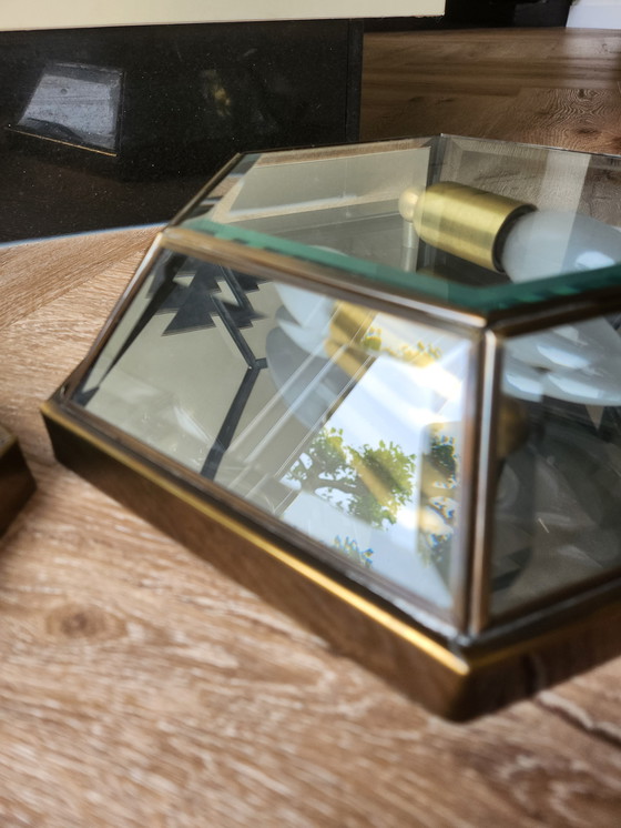 Image 1 of 2 lampade vintage sfaccettate in vetro colorato