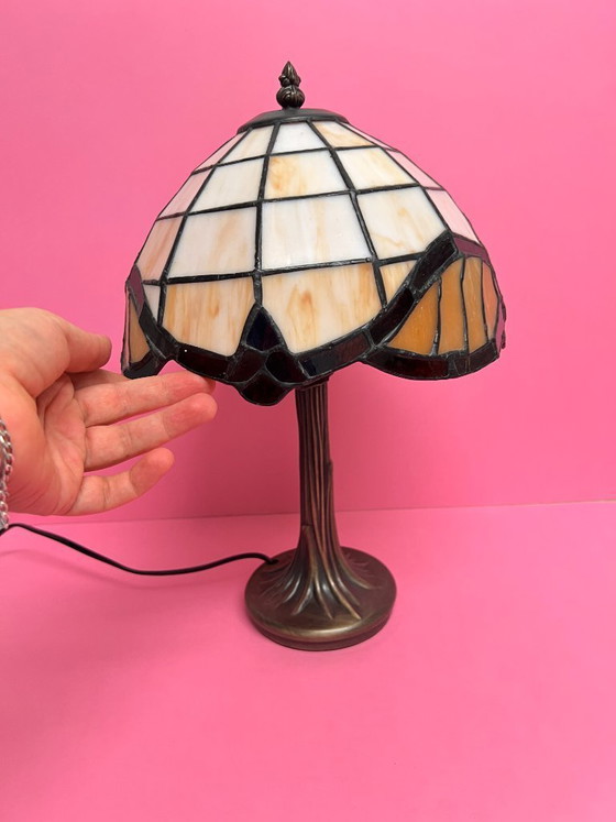 Image 1 of Vintage Tiffany style table lamp with glass shade, Art Deco floor lamp, Art Nouveau