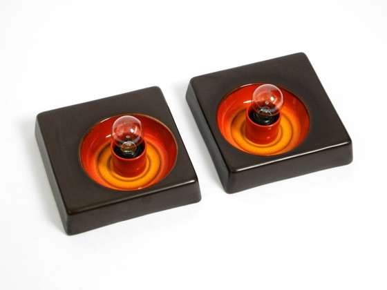 Image 1 of Dos preciosas lámparas de pared de cerámica originales de la Era Espacial de los años 70