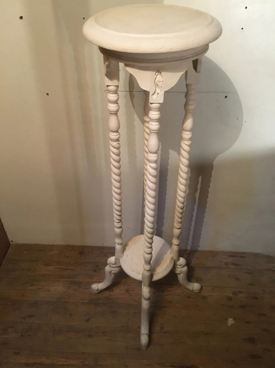 Tabouret en bois patiné blanc – Tables d'appoint (photo 8 of 8)