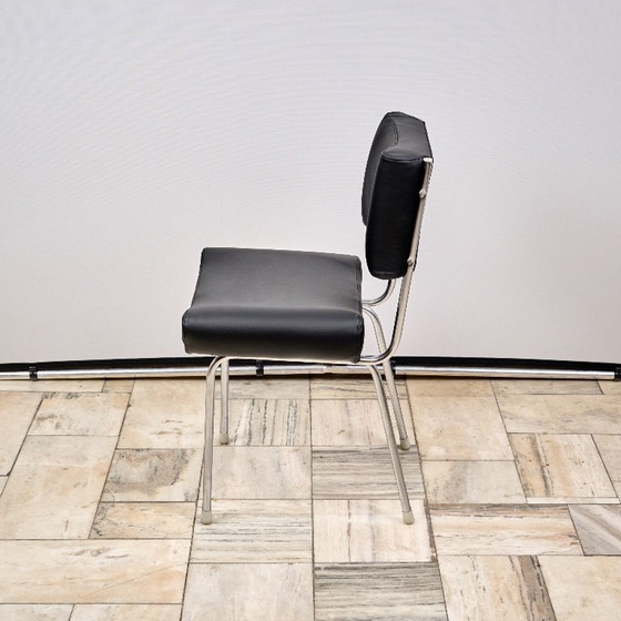 Image 1 of Sedia vintage in pelle con gambe cromate, anni '70, Cecoslovacchia