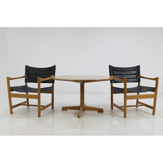 Image 1 of Set of vintage Black Leather Armchairs and coffee table by Ditte and Adrian Heath, Danish 1960s