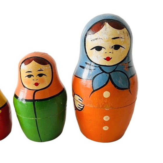 Image 1 of Ensemble de poupées russes Matriochka vintage, peintes à la main, années 1960
