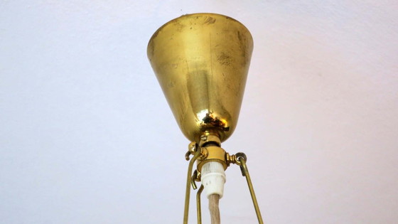 Image 1 of Suspension globe en verre dépoli et laiton Doria Leuchten, années 1970