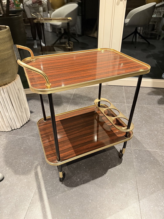 Image 1 of Carrito bar Ico Parisi con botellero, madera y latón, MB Italia, años 60