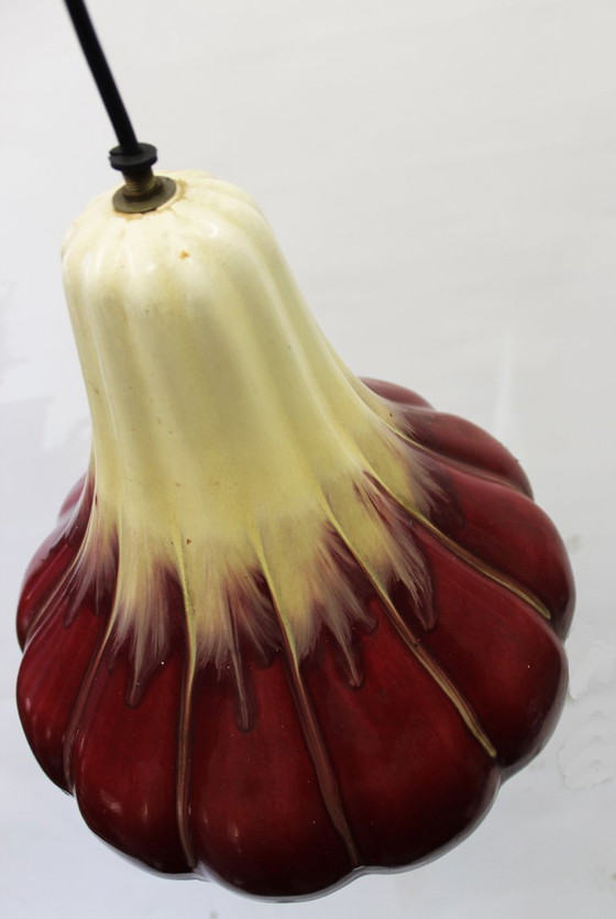 Image 1 of Vintage keramische hanglamp in Faience de Thulin-stijl.