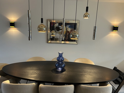 Black oak oval dining table