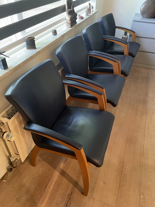 4 LEOLUX Camarillo (blaues Leder und Kirschholz)