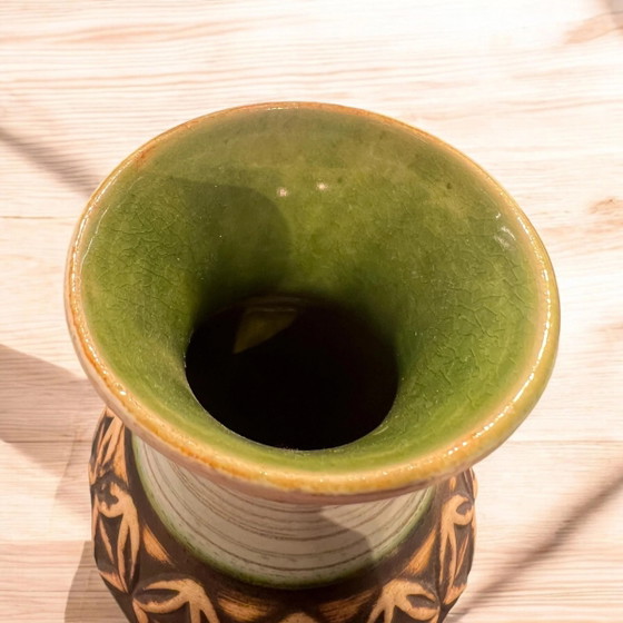 Scheurich Vase, hergestellt in Deutschland in den 1970er Jahren, Braun/Grün mit Rautenmuster, sehr guter (photo 6 of 6)