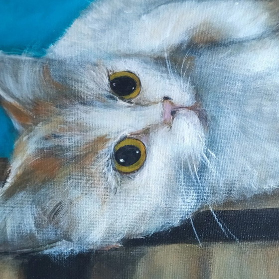 Image 1 of Dipinto di gatto sdraiato