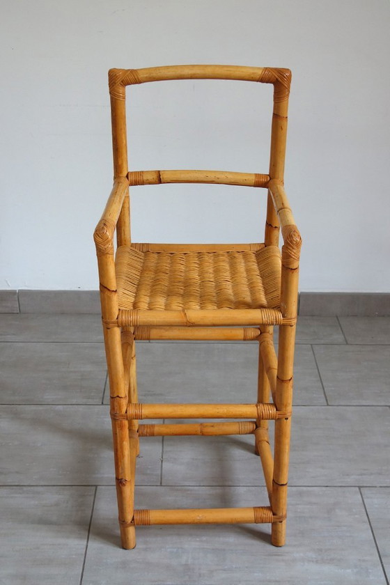 Vintage Rattan and Bamboo High Stool (photo 5 of 10)