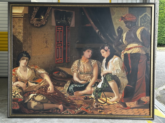 Image 1 of Monumental oil on canvas after Eugène Delacroix – Women of Algiers in their apartment